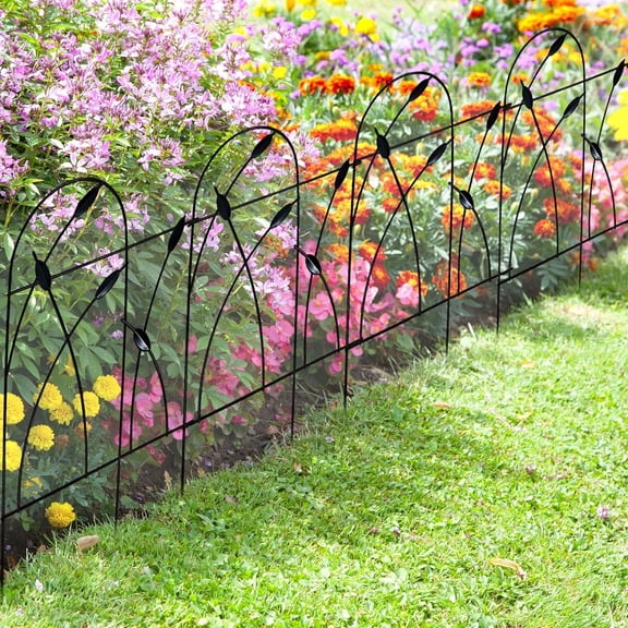Metal Decorative Garden Fence Border, 16ft Total Length, No  Rustproof Wrought Iron Landscape Fencing for Flower Bed, Trees