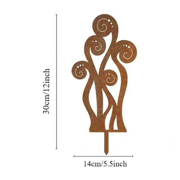 Metal Decorative Garden Stakes,12 Inch Rusty Fern Plants Yard Art Stakes for Outdoor Indoor Yard Art Decor
