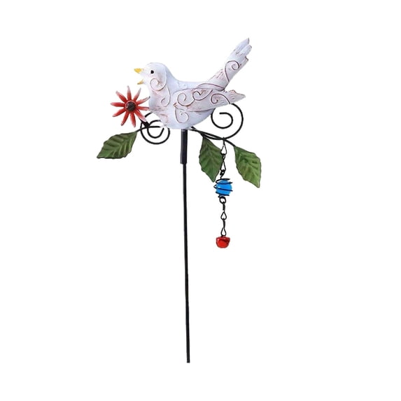 Metal Decorative Garden Stakes Set, Embossed Metal Flower Yard Art, Spring Bird Design, Weatherproof Outdoor & Indoor Patio Lawn Planter Decor, 1 Ground Stake