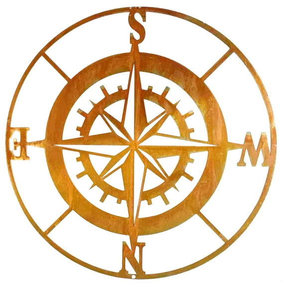 Metal Decorative Nautical Compass Wall Decoration, Theme Wall Hanging for Indoor and Outdoor (11")