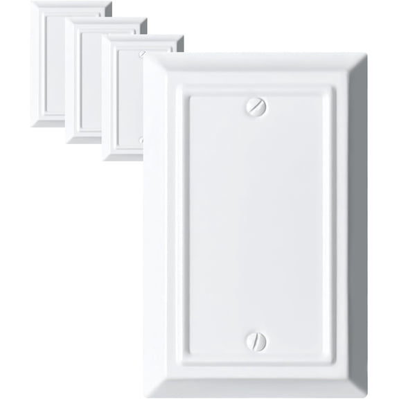 Funkiim Metal Wall Plate, Durable Electrical Outlet Cover, 1 Gang Blank, Mid Size 3.16'' x 4.92'', Pure White (4 Pack)