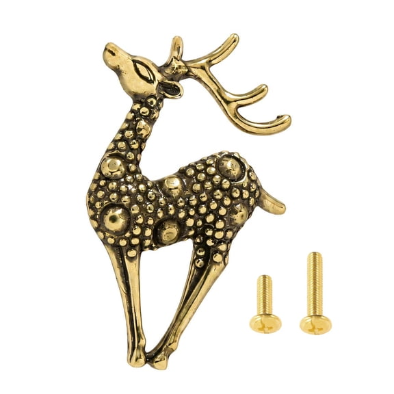 Metal Deer Cabinet Handle with Antler Detail, Decorative Opening Fitting for Wardrobes, Cabinets, and Furniture Drawers