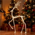 thumbnail image 1 of Metal Deer Decor Ornament - Small Desktop Ornaments for Home, Office, Entryway, Durable Metal Material, Elegant Design, Ideal Christmas Gift, Adds Natural Ambiance to Space, 9in, White, 1 of 7