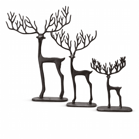 Satyankit Urban Forest Series 14 in Christmas Deer Aluminium Decorative Figurine, Set of 3