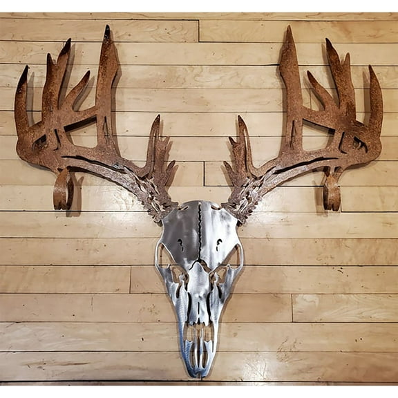 Metal Deer Skull Rack, Metal Deer Skull Bow Wall Decor, Composite Style Hunting Archery Gear Standing Display, Indoor Storage Rack Bone Bracket Bow, Display Stand Wall Decor