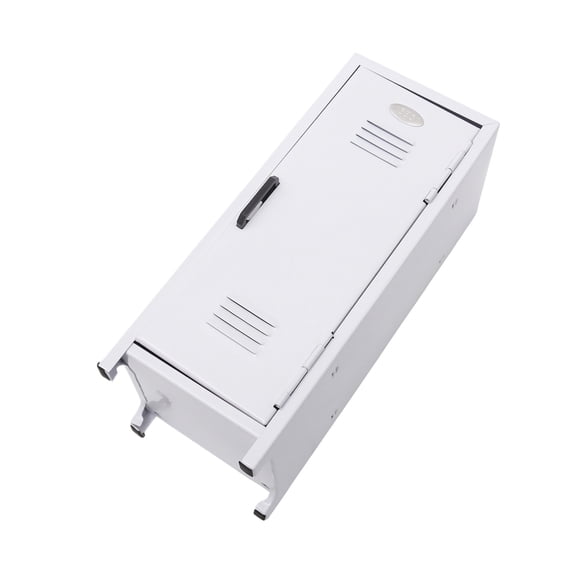 Metal Desktop Locker Organizer, Mini Locker Storage Box with Key for Stationery and Cosmetics, Creative Locker Style Pencil Cup Holder White
