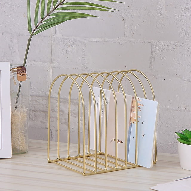 Metal Desktop Magazine Organizer, 7-Slot Wire File Holder Rack for Office Home Desk, Bookshelf Newspaper Folder Storage Stand, Space Saving Document Organizer with Modern Design
