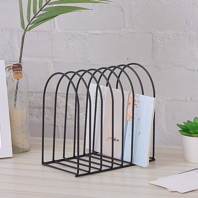 Metal Desktop Magazine Organizer, 7-Slot Wire File Holder Rack for Office Home Desk, Bookshelf Newspaper Folder Storage Stand, Space Saving Document Organizer with Modern Design