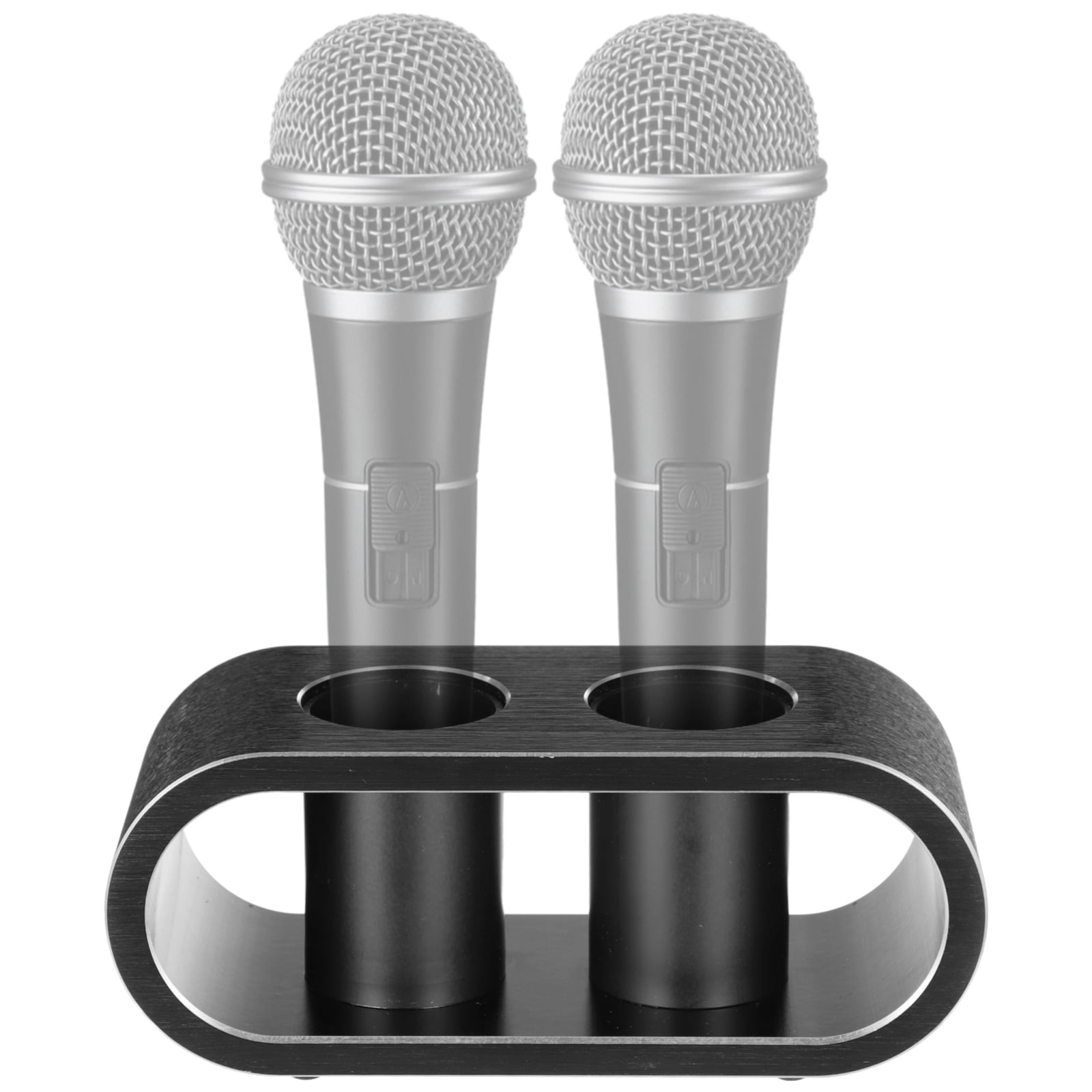 Metal Desktop Microphone Storage Holder, Aluminum Alloy Microphone Stand, Fashionable Tabletop Mic Organizer for Desk, Mic Mount for Karaoke, Nightclubs, Homes, Holds Two Microphones