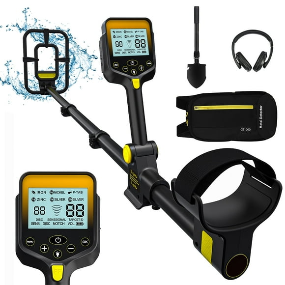 "ANEKEN Waterproof Retractable Foldable Metal Detector - 2000mAh Rechargeable Professional Gold Detector with LCD Display, 10"" IP68 Coil"