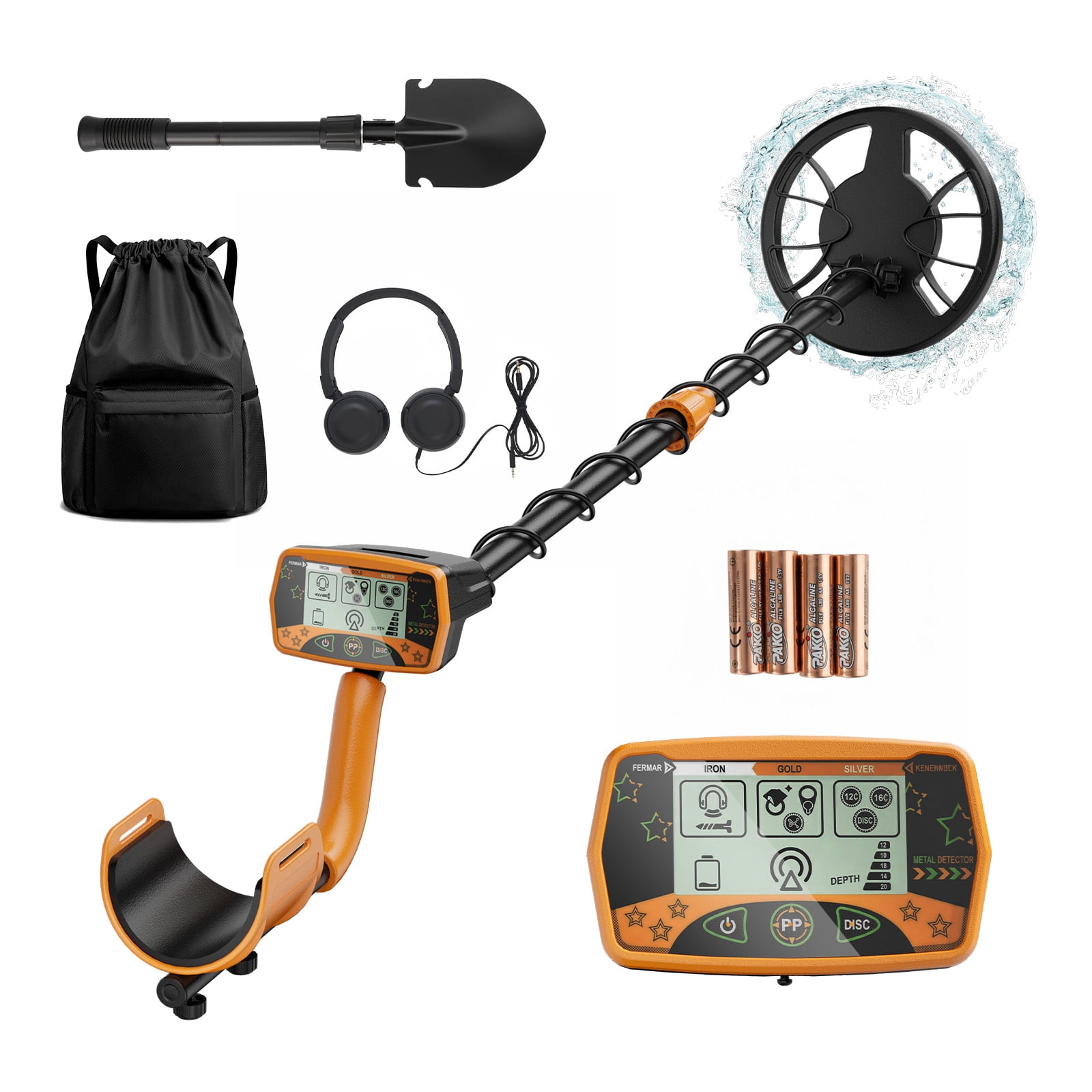 Metal Detector for Adults,Waterproof  Metal Detector with High Accuracy 8" Search Coil,All Metal & Disc Modes for Outdoor Treasure Hunting,Gold Detector