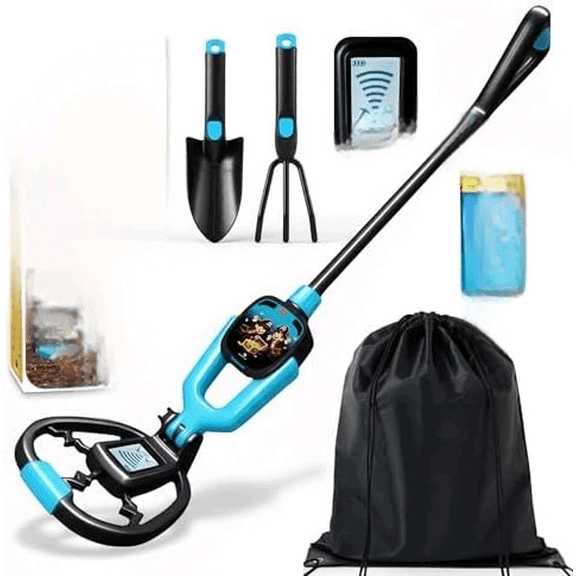 Metal Detector for Kids Lightweight Kids Metal Detector with Adjustable Stem, LED Depth Display, Waterproof Search Coil, Shovel, Rake & Carry Bag Outdoor Treasure Hunting Kit$$Garden & Patio
