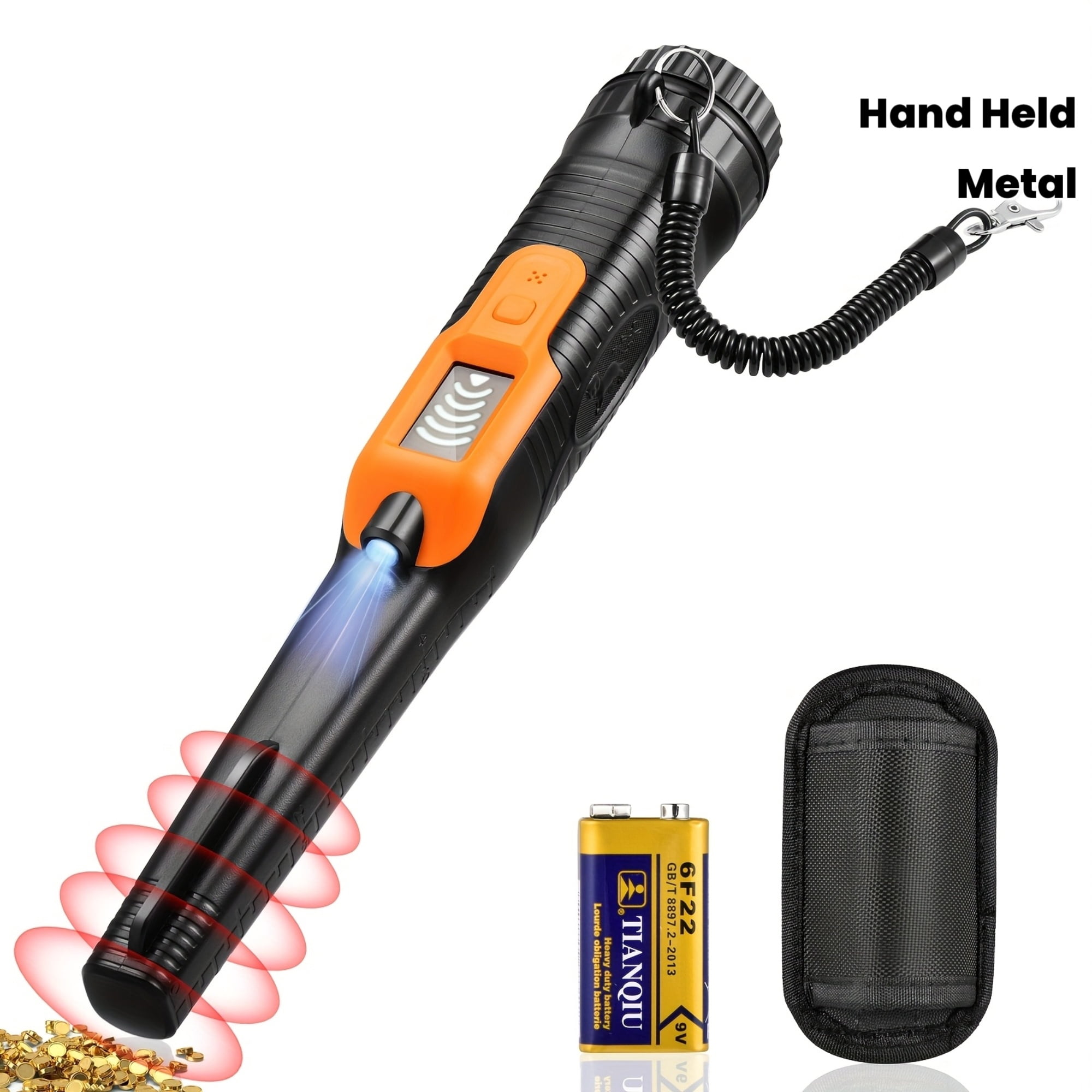 Metal Detector Pinpointer, Professional Waterproof Handheld Pin Pointer Wand, 3 Modes Search Treasure Pinpointing Finder Probe with LCD Display 9V Battery Included