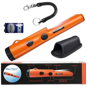 Metal Detector Pinpointer, Professional Waterproof Handheld Pin Pointer Wand, Search Treasure Pinpointing Finder Probe with 9V Battery for Adults, Kids - Orange