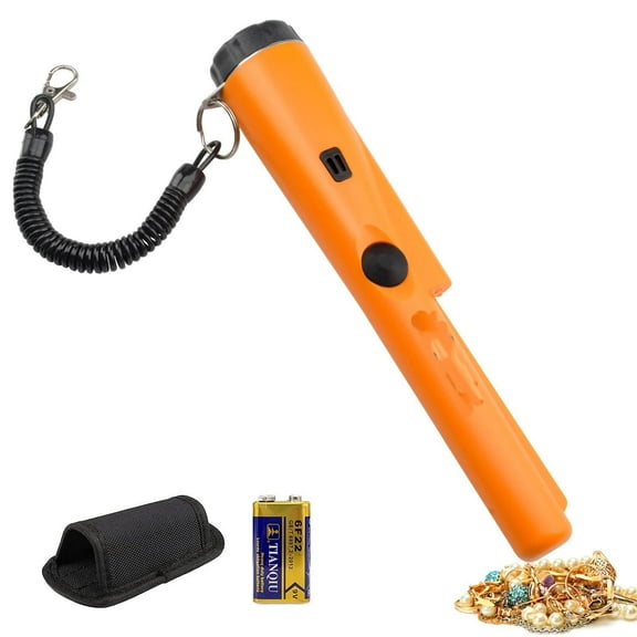 Metal Detector Pinpointer,Professional Waterproof Handheld Pin Pointer Wand,Search Treasure Pinpointing Finder Probe with 9V Battery for Adults,Kids - Orange