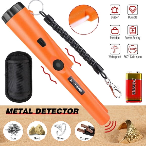 Metal Detector Pinpointer, Waterproof Handheld Pin Pointer Wand,Pinpointing Finder Probe Treasure Hunting for Adults and Kids, Orange