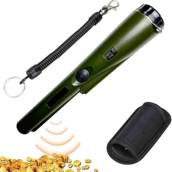 Metal Detector Pinpointing, Pinpointer 360 Degree Search Gold&Treasure Finder with Belt Holster &LED Indicator& Buzzer Vibration, for Adults and Kids (Army Green)