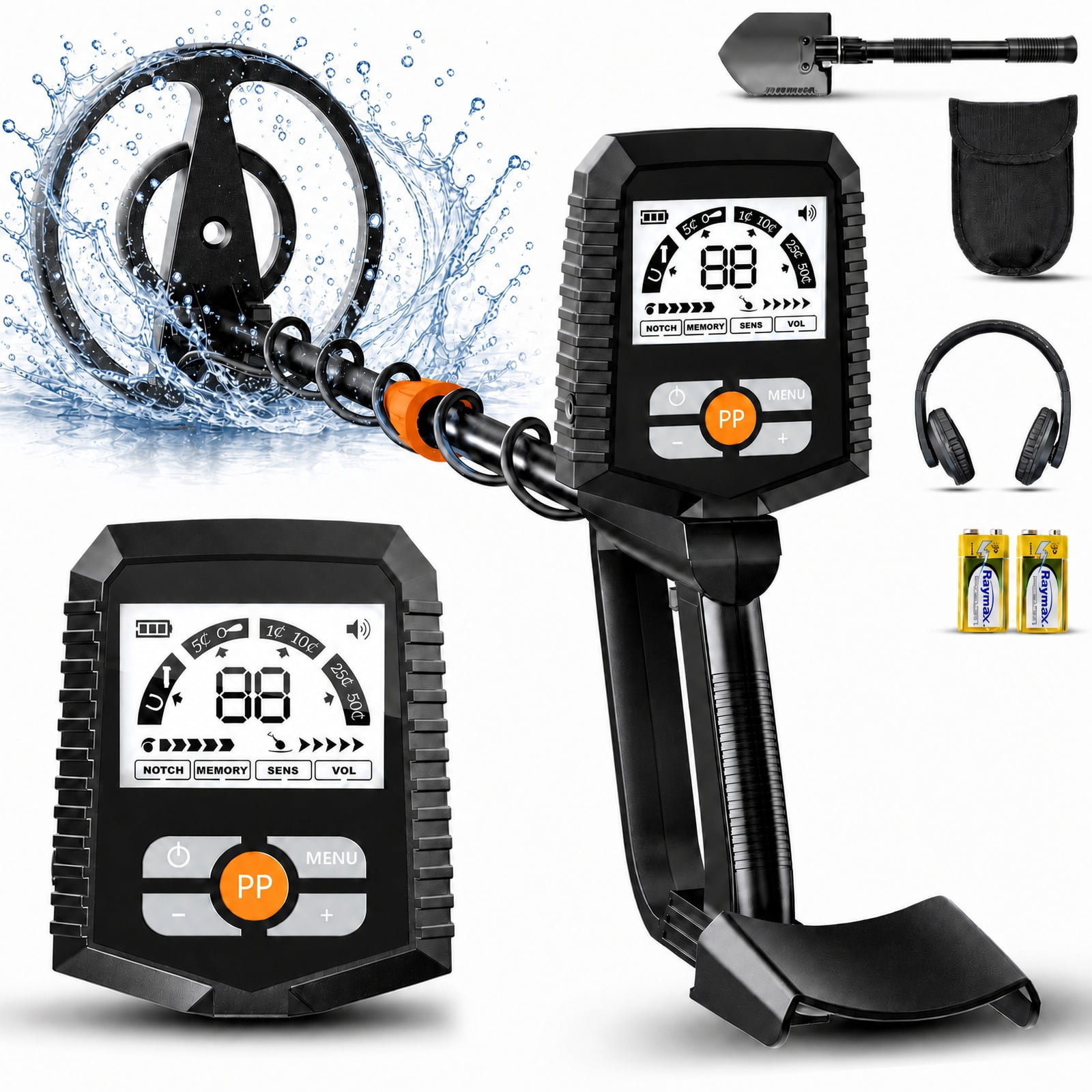Metal Detector for Adults & Kids, IP68 Waterproof 8" Search Coil Gold Detector, 4 Modes High Accuracy Detector De Metales