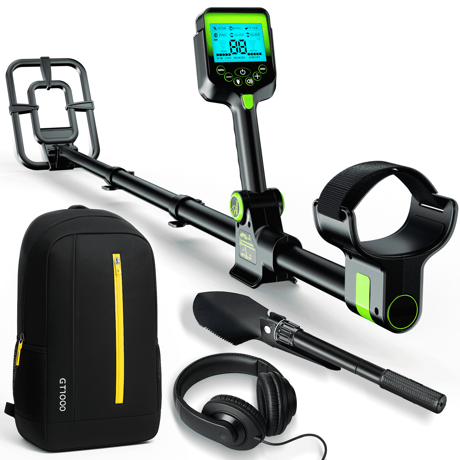 Metal Detector for Adults Waterproof - Adjustable Retractable Foldable Metal Detector Waterproof High Accuracy Gold Detector, Backlit LCD Display,Up to 20 Hours of Extended Runtime, Adjustable Retrac