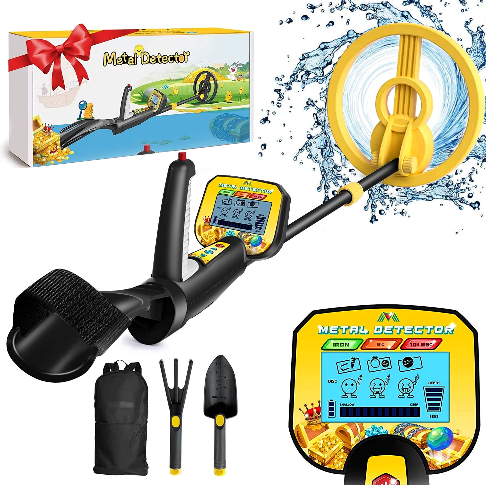 Metal Detector for Kids with 7.5'' Waterproof Coil ＆ 25-32'' Adjustable Stem, Lightweight Gold Detector with LCD Display for Detecting Coin Gold and : Little Experimenter Metal Detector for Kids