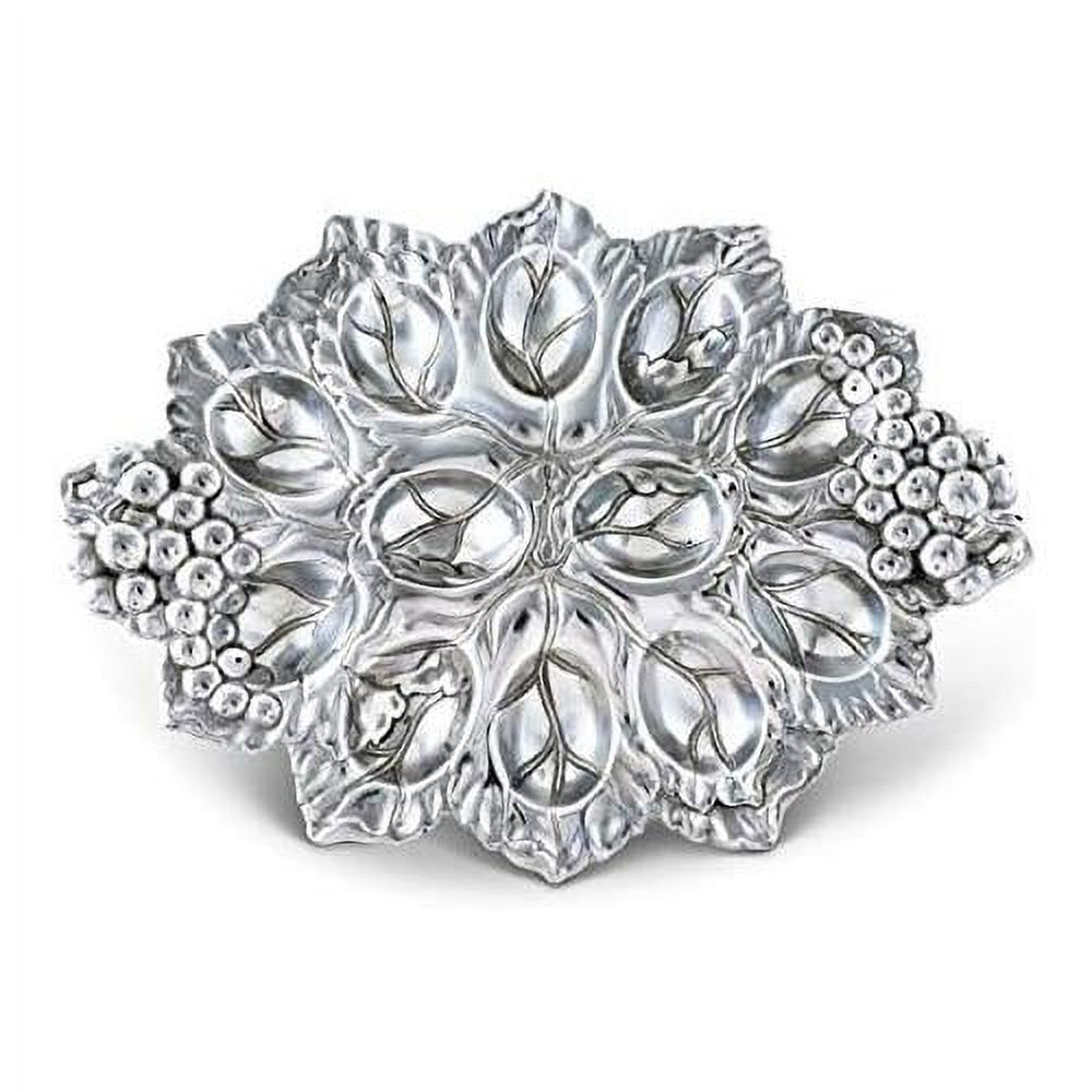 Metal Deviled Egg Holder Tray Grape Pattern Sand Casted In Aluminum