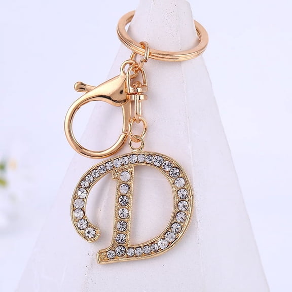 Metal Diamond-Encrusted 26 English Letters Keychain DIY Accessories Jewelry