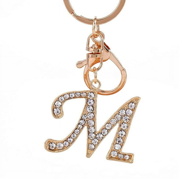 Metal Diamond-Encrusted 26 English Letters Keychain DIY Accessories Jewelry