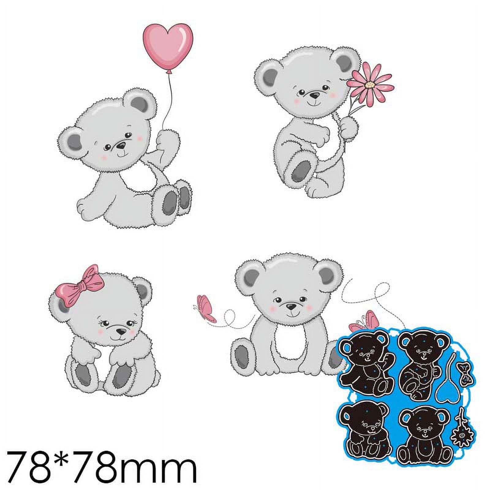 Teddy Bear Metal Cutting Dies For Card Making & Scrapbooking - Carbon Steel Craft Die, 3.23x1.77 Inches