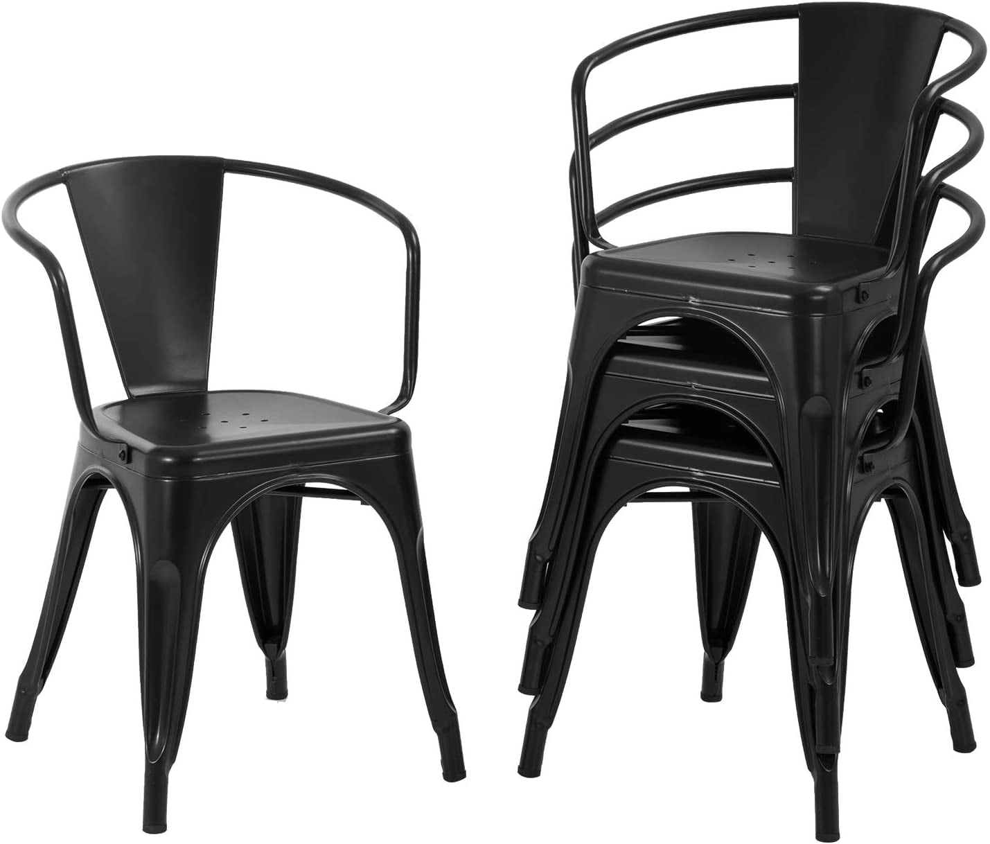 Metal Dining Chairs Set of 4 Patio Chiar Indoor Outdoor Metal Chairs