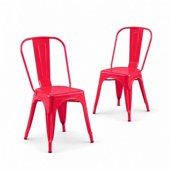 Metal Dining Chairs Set of 2, Stackable Chairs with Backrest, Indoor ...