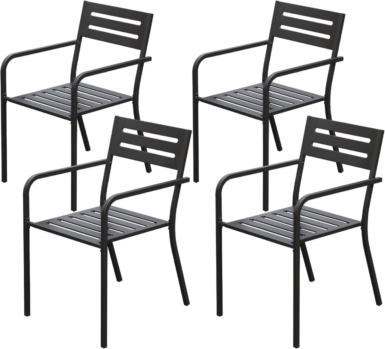 Metal Dining Chairs Set of 4, Indoor Outdoor Chairs Patio Chairs, Metal ...