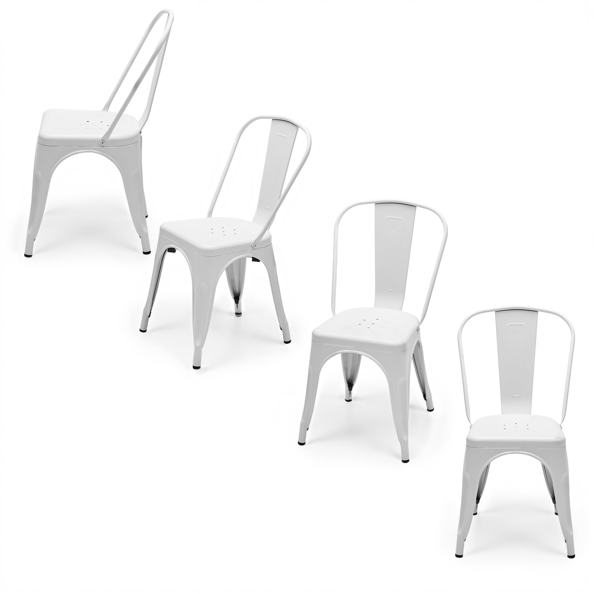 Metal Dining Chairs Set of 4, Stackable Industrial Style Chairs for Kitchen Dining Room, 300LBS Weight Capacity