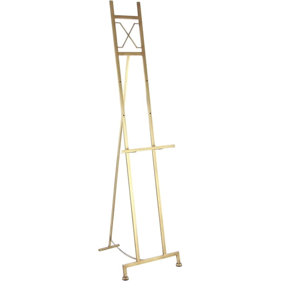 Metal Display Easel Large Adjustable 3 Tier Floor Standing Easel with Chain Support, Display Stand 16" x 19" x 57", Gold