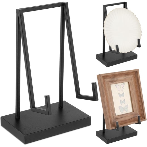 Metal Display Easel Stand 8 x 5 x 3 Inch Black Tabletop Easel Stand Modern Abstract Tabletop Display Holder for Books Plate Photo Frame Artwork Record Albums