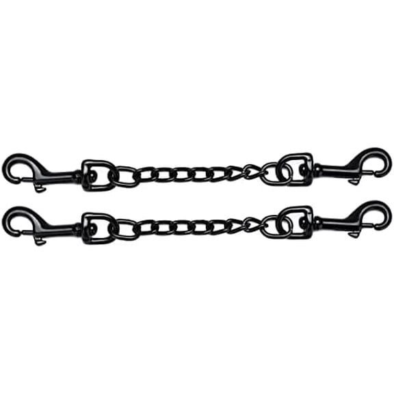 Metal Dog Collar Safety Clip, 2 Pack Heavy-Duty Backup for Prong Collar, Dog Harness Collar Connector 8inch/10inch (10-Inches, Black)
