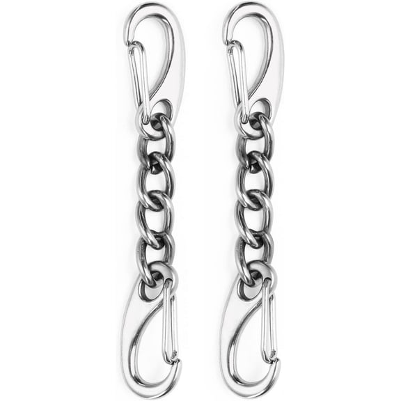 Metal Dog Collar Safety Clip, 2 Pack Stainless Steel Backup Clip for Prong Collar, Harness, Pinch Collar, Gentle Lead With Carabiner
