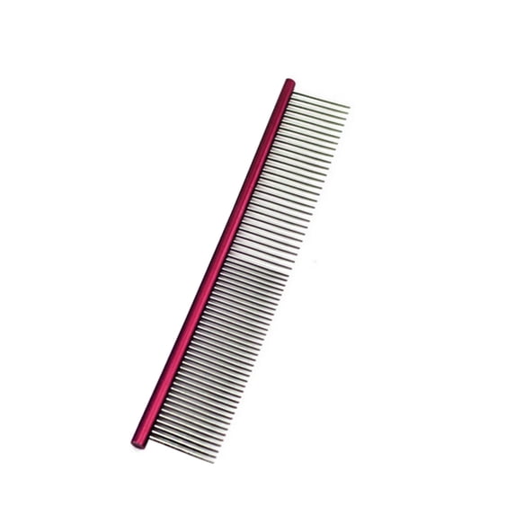 Metal Dog Grooming Comb for Shedding Tangles,Knots,Mats.Dog Combs With Long Wide Tooth for Long Thick Curly Hair Metal Pet Comb for Poodles and Goldendoodles Dematting(6.3Inch,Red)
