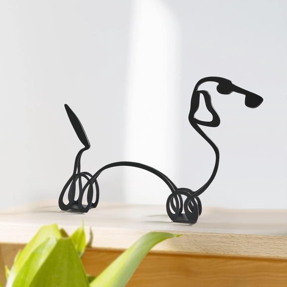 Metal Dog Minimalist Art Wall Sculpture,Abstract Metal Wire Geometric Line Drawing Art Statue,Metal Dog Wall Decor Minimalist Living Room Wall Decor (Dachshund)