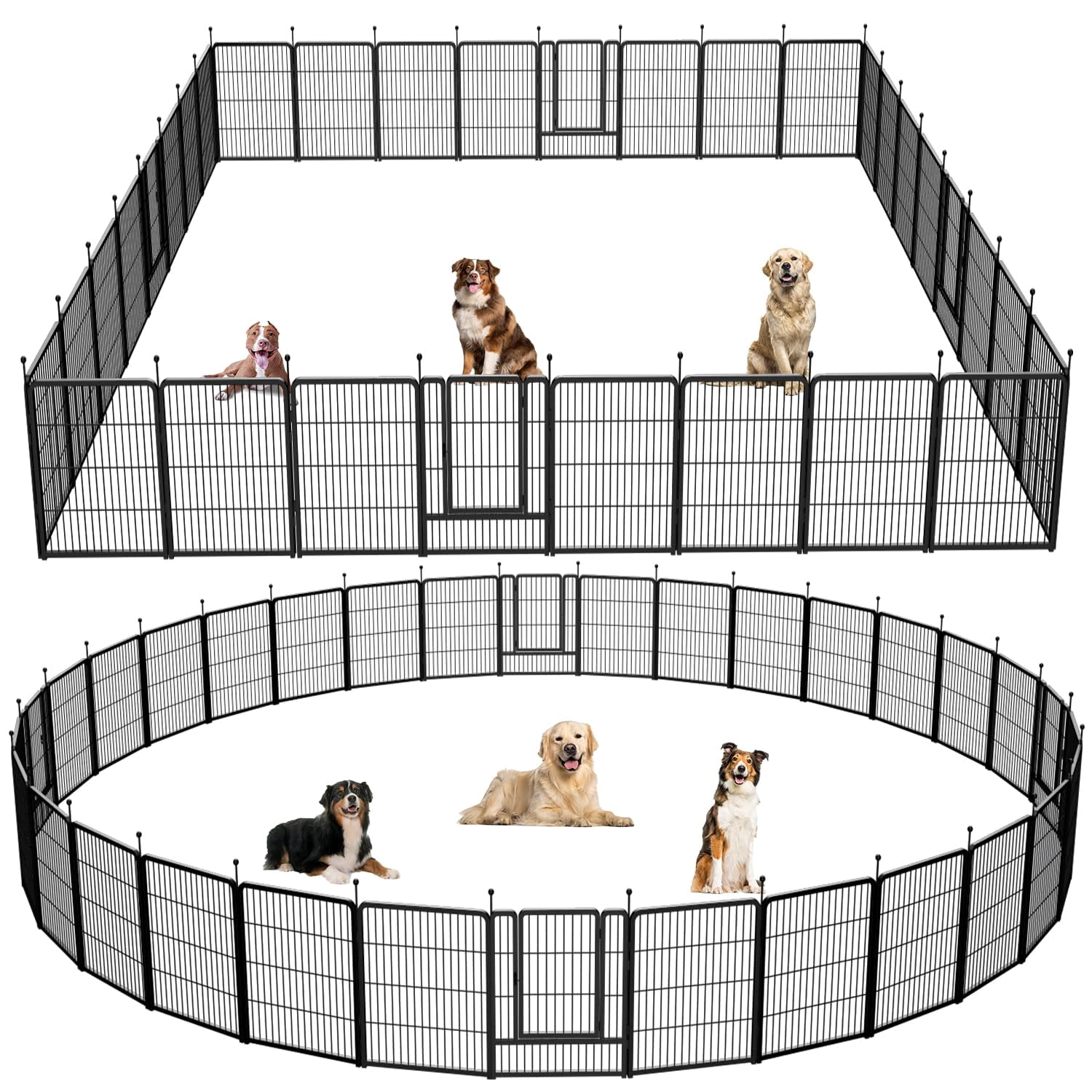 Metal Dog Playpen Portable Outdoor Fence for Large Medium Small Dogs, Foldable Yard Pet Enclosure with Door, 32 Panels 45 Inch Height, Black