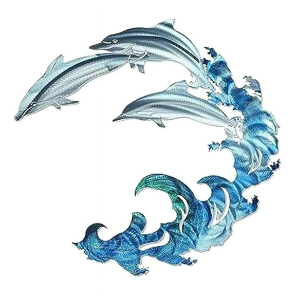 Metal Dolphin Wall Decor, Dolphin Wall Art Decoration, Metal Wall Art, Aquarium Ocean Wall Decor for Home-B