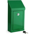 thumbnail image 1 of Metal Donation Box Charity Steel Collection Box Office Suggestion Box Secure Box with Top Slot and Lock with Keys Wall Mount with pre drilled Holes 10x6x2.5 Waterproof Mailbox for Home OfficeGreen, 1 of 3