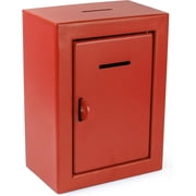 Metal Donation Box Charity Steel Collection ballot Box Office Suggestion Box Secure Box With Front and top Slot Easy Wall Mount with pre drilled holes 8.5x6.5x4" Drop Box for Home and OfficeRed