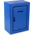 thumbnail image 1 of Metal Donation Box Charity Steel Collection ballot Box Office Suggestion Box Secure Box With Front and top Slot Easy Wall Mount with pre drilled holes 8.5x6.5x4" Drop Box for Home and OfficeBlue, 1 of 3