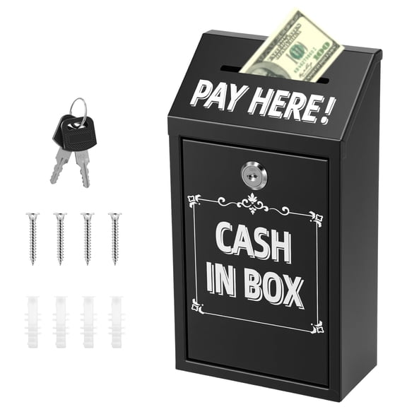 Metal Donation Box with Lock Slot 10.24 x 5.71 x 2.95'' Safe Suggestion Charity Collection Donation Money Lock Box Cash Drop Money Case for Home Office Outdoor Door