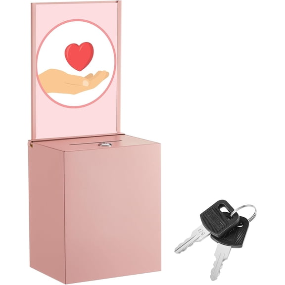 Metal Donation Box for Fundraising,Basic,Pink