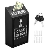 Hvxrjkn Metal Donation Box with Key Lock and 2 Keys Rustproof Cash Drop Box with Top Slot Wall Mounted for Business Home Office