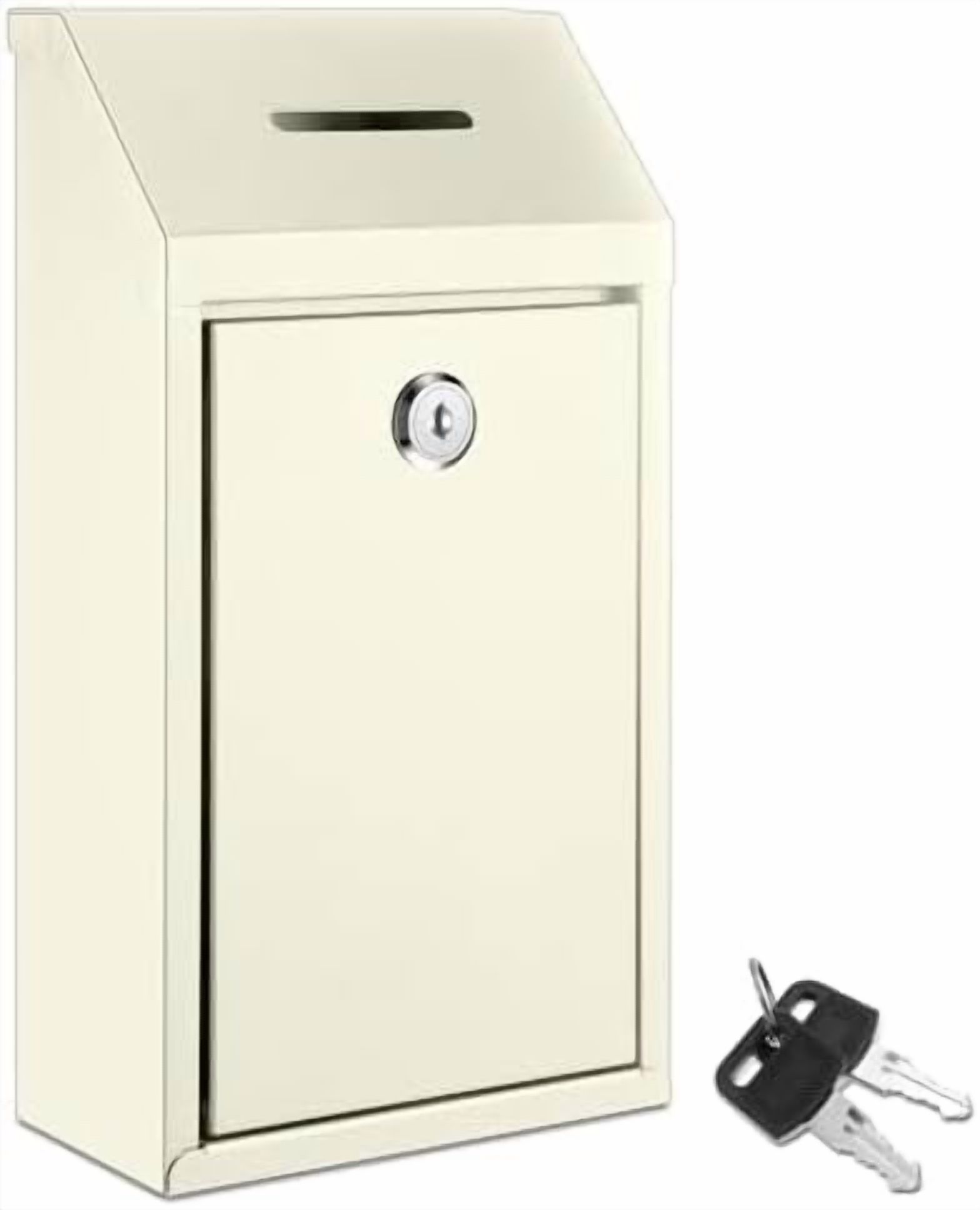 Mailbox Raffle Box Metal Donation Cash Box Collection Safe Suggestion Box with Lock Wall ...