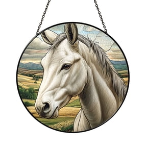 Metal Donkey Garden Sign, Faux Stained Glass Style Animal Wall Decor, Rustic Outdoor Farm Gift