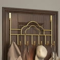 thumbnail image 1 of Metal Door Hanger with 5 U-Shaped Hooks | No-Drill Over Door Organizer for Coats & Hats | Rust-Resistant Steel | White Finish, 1 of 6