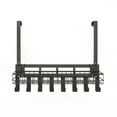 Metal Door Hanger with Basket, Over the Door Rack, 8 Hooks, Black